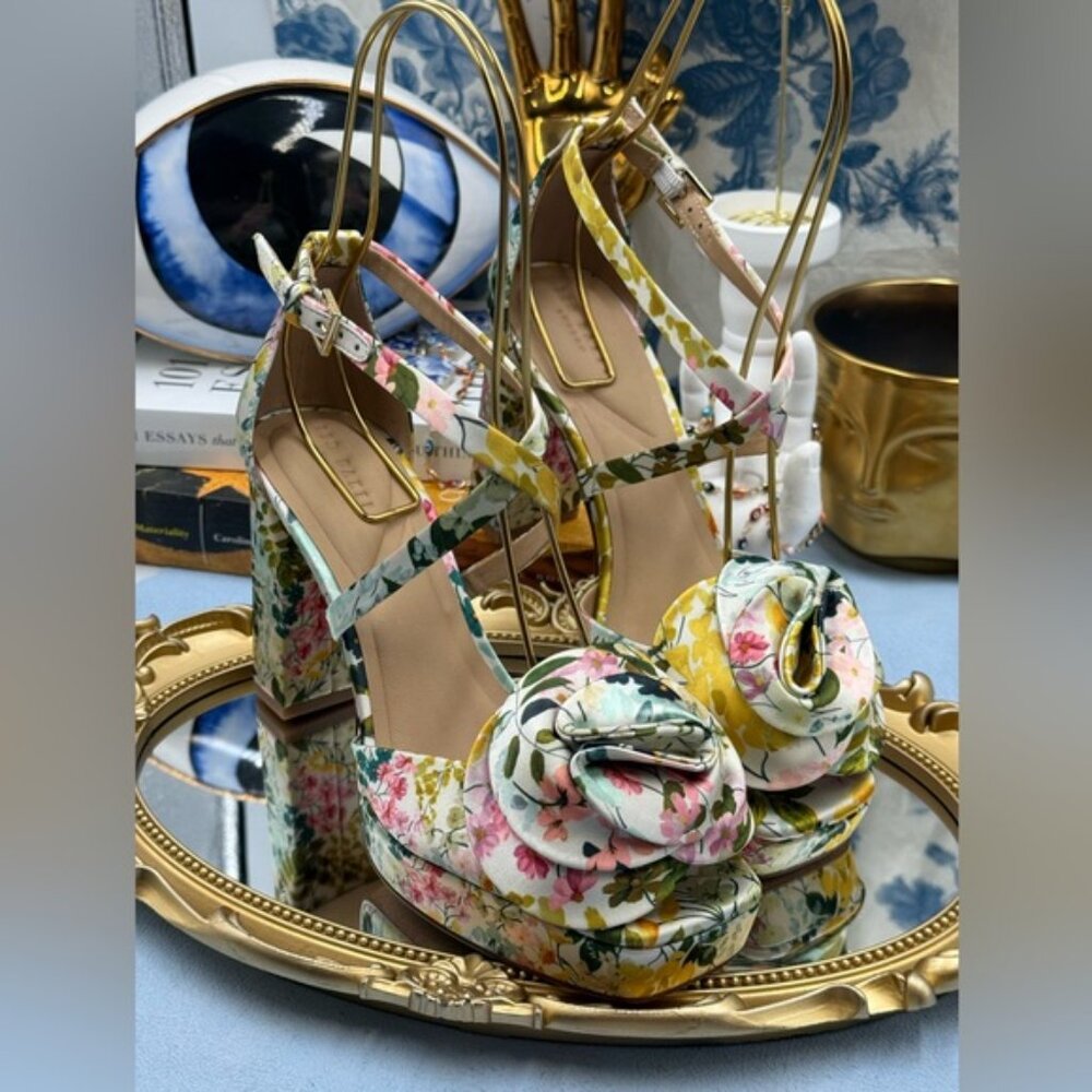 🆕 TED BAKER 🧿 NWOT MADDY Satin Flowers Heeled Sandals, Sz 36 US 6 - Picture 7 of 16